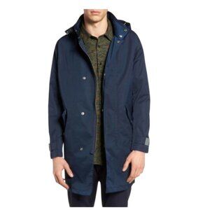 Lacoste Taffeta Parka Jacket Coat Mens Large Blue Hooded Waterproof CJ-2134